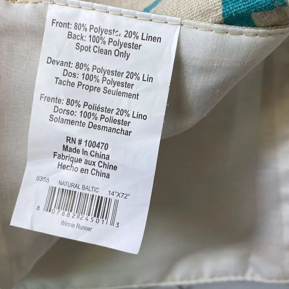 Modern Tablecloth Runner 14x72 Turquoise Natural Linen Blend